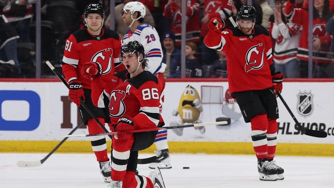 Jack Hughes, Devils bid to sweep season series from Rangers  
