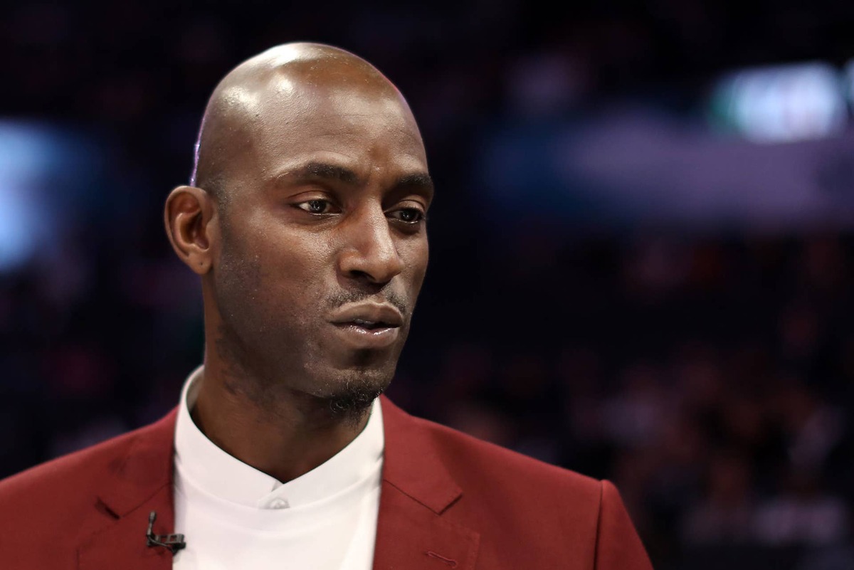  CHARLOTTE, NORTH CAROLINA - FEBRUARY 16: Kevin Garnett, former NBA player, looks on during the Taco Bell Skills Challenge as part of the 2019 NBA All-Star Weekend at Spectrum Center on February 16, 2019 in Charlotte, North Carolina. 