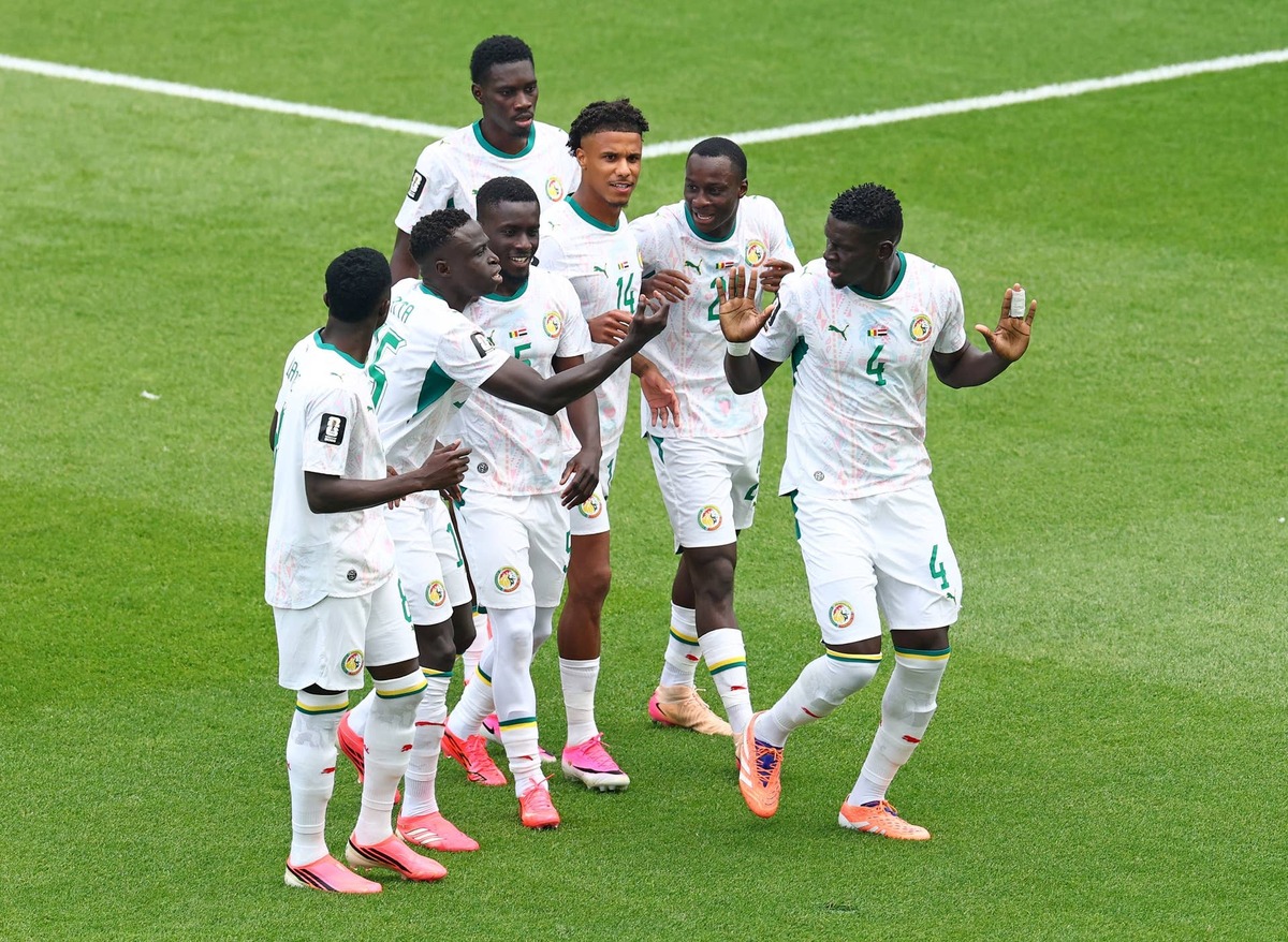  Habib Diarra #21 of Senegal celebrates with teammates after scoring his team's first goal during the FIFA World Cup 2026 Group I match between Senegal and Iraq at Toronto Stadium on June 26, 2026 in Toronto, Ontario. (Photo by Ezra Shaw - FIFA/FIFA via Getty Images) Photo by Ezra Shaw - FIFA/FIFA via Getty Images
