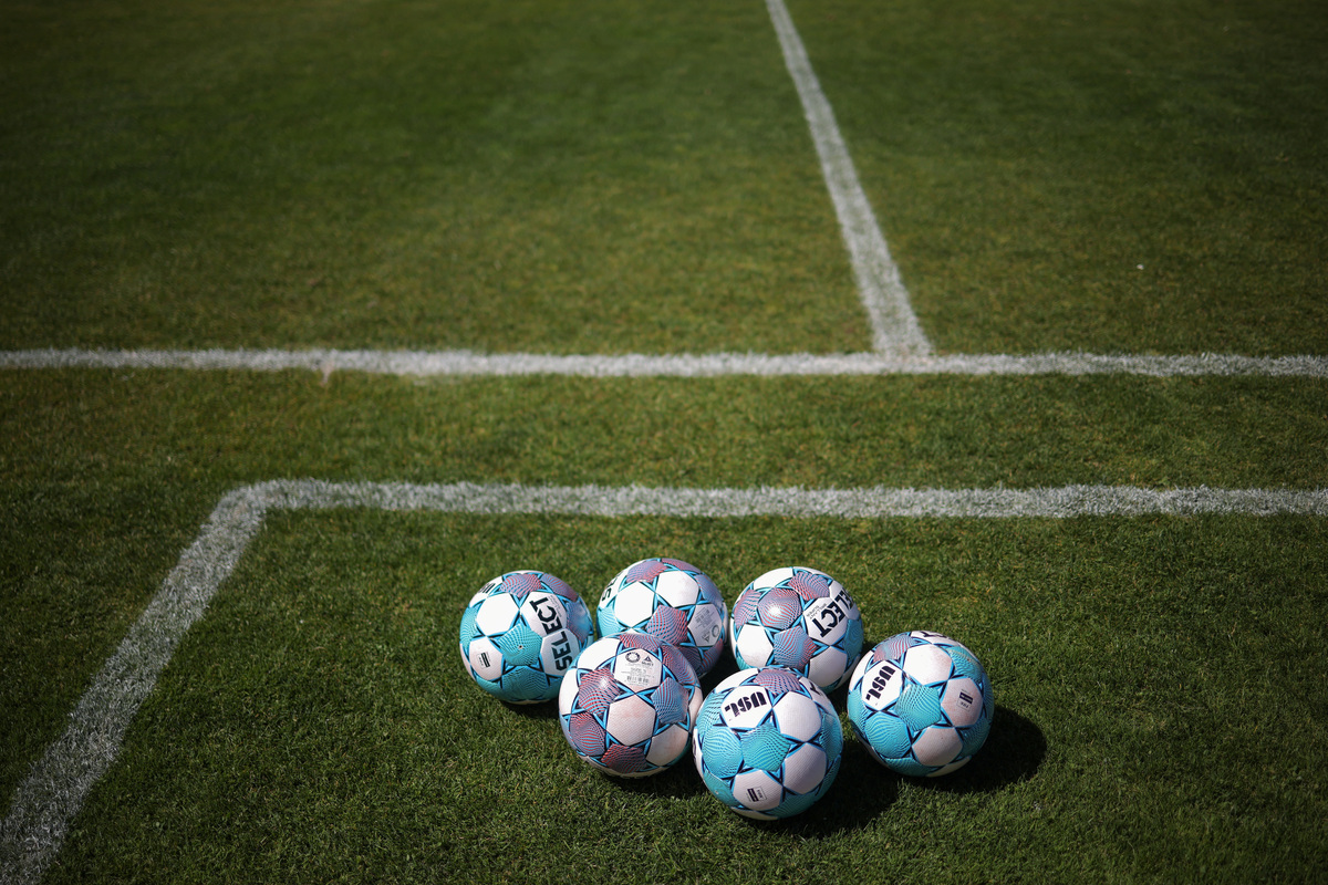 Soccer balls before a match between FC Davis and San Francisco City FC at the Kezar Stadium in San Francisco, California, U.S., May 17, 2026. REUTERS/Carlos Barria