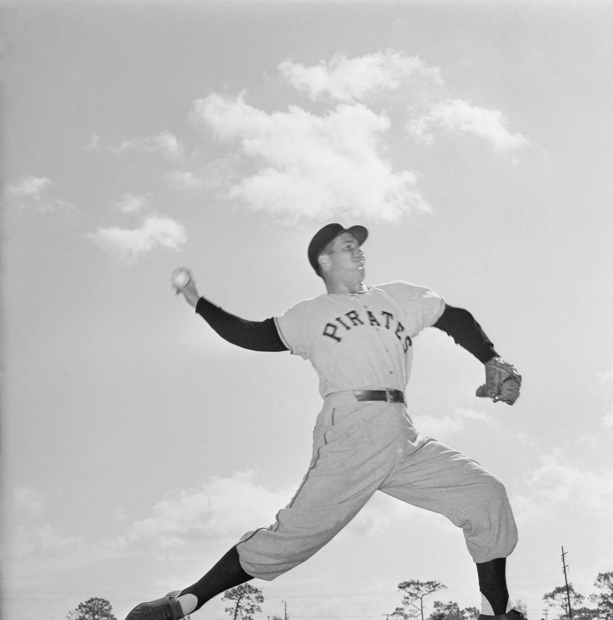  Bob Friend, one of the outstanding National League pitchers for the Pittsburgh Pirates, is silhouetted in action. Bettmann / Getty Images