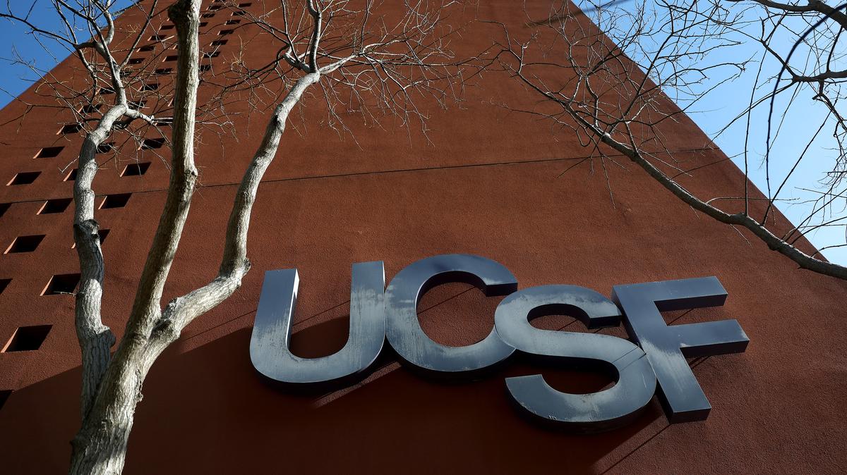 Signage on the UCSF Mission Bay campus on Feb. 10, 2025, in San Francisco. (Justin Sullivan/Getty Images/TNS)