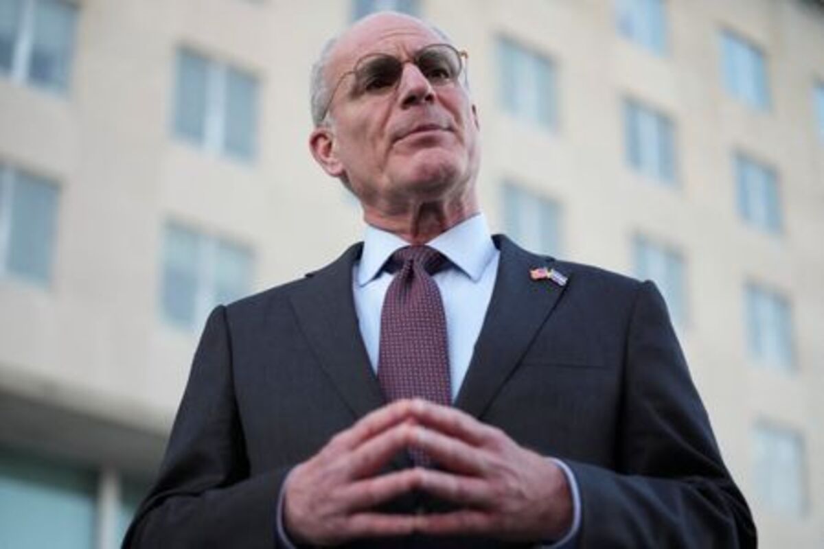 Israeli Ambassador to the U.S. Yechiel Leiter speaks with the media after the Trump administration said Israel and Lebanon agreed to implement a ceasefire to end hostilities, at the State Department in Washington, D.C., U.S., June 3, 2026. REUTERS/Nathan Howard