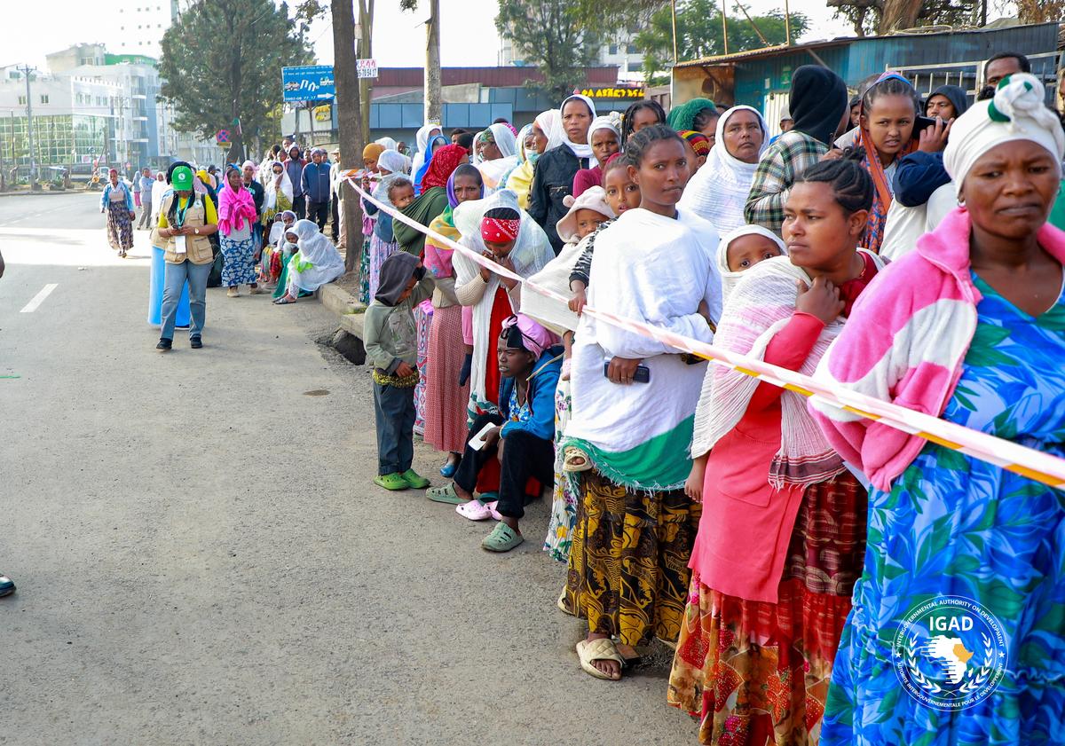 People queue to vote at a polling station during the parliamentary and regional elections in Addis Ababa, Ethiopia, June 1, 2026. The Intergovernmental Authority on Development (IGAD)/Handout via REUTERS