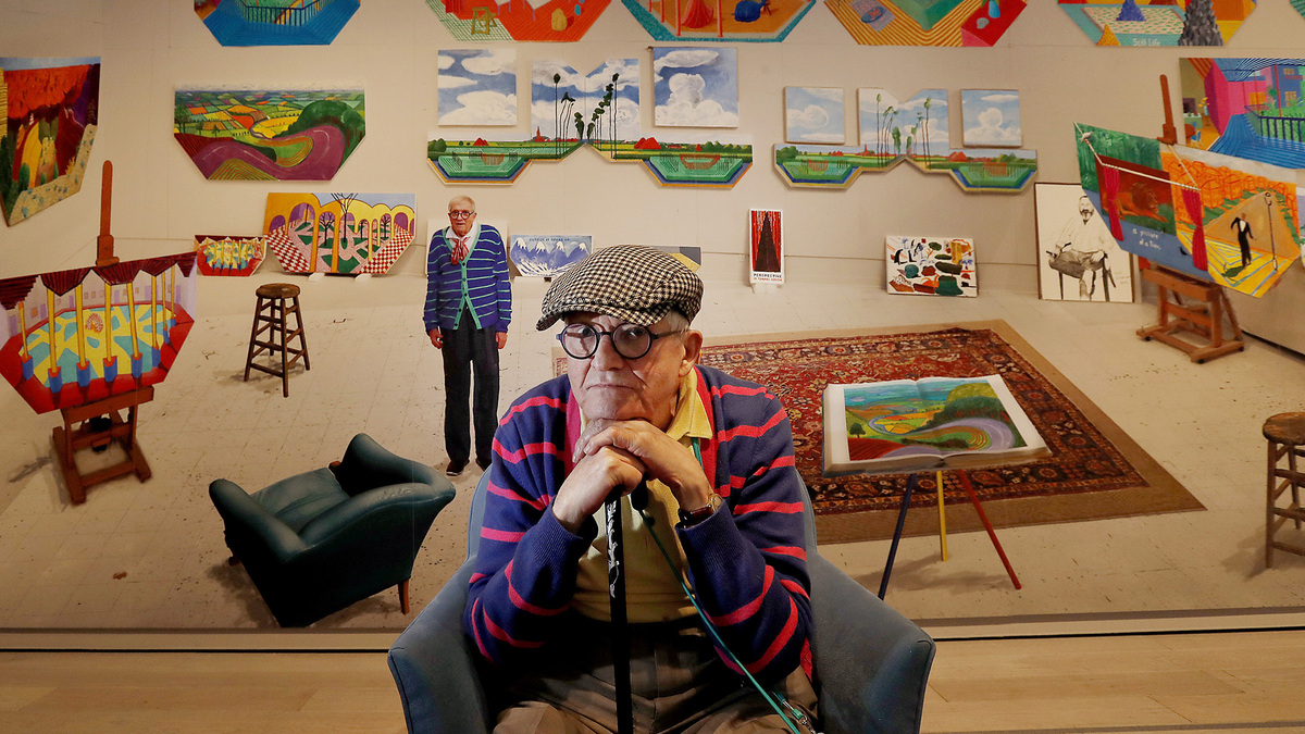 Artist David Hockney at the Los Angeles County Museum of Art in Los Angeles, California on April 11, 2018. (Luis Sinco/Los Angeles Times/TNS)