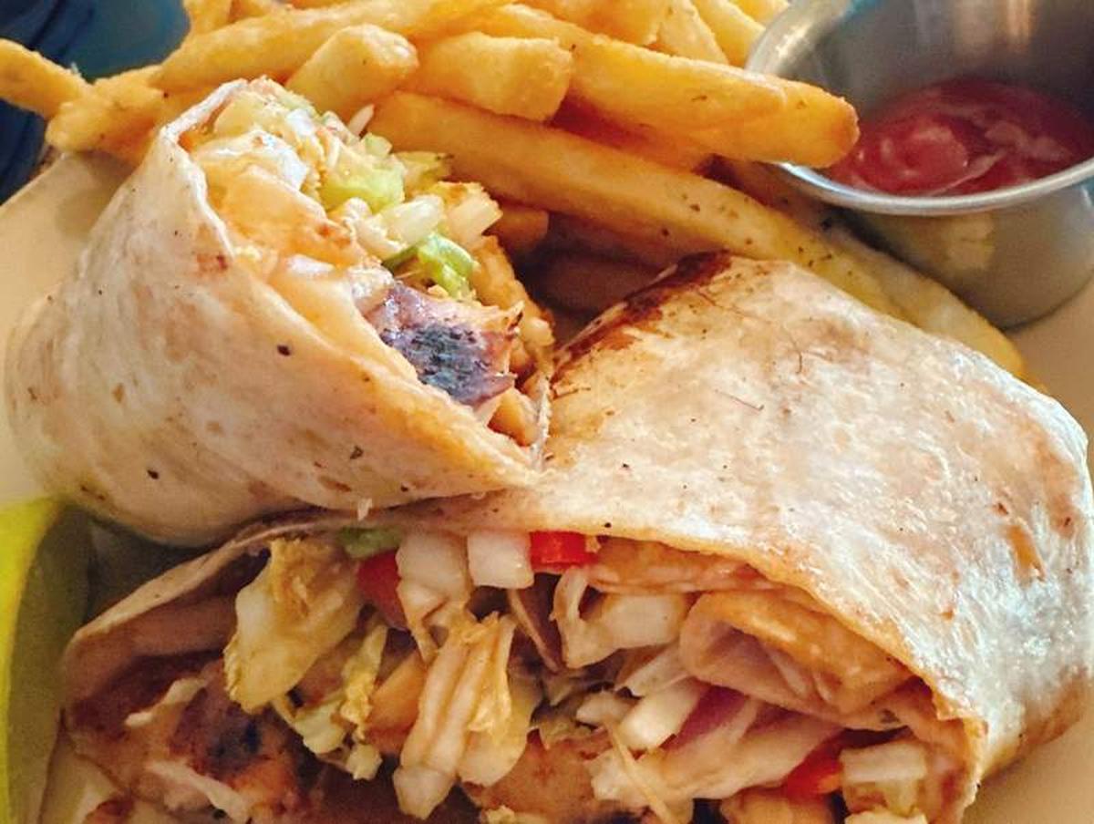 An Asian Chicken Wrap at the Frontier Tavern. Photo credit: Robin O’Neal Smith 