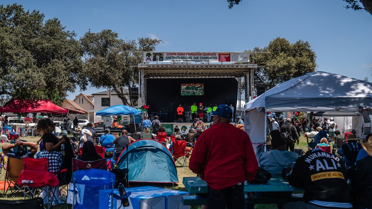 Juneteenth celebration, hosted by the Cooper Family Foundation in Logan Heights on June 21, 2025. (Ariana Drehsler / For The San Diego Union-Tribune)