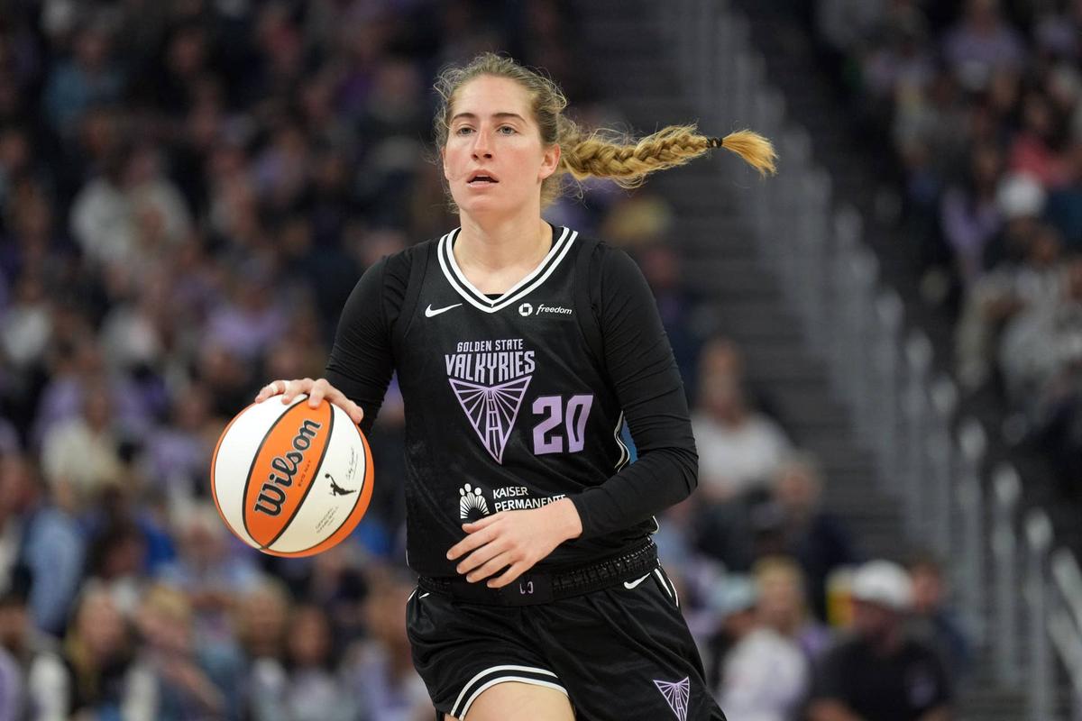  Former Golden State Valkyries guard Kate Martin dribbles against the Seattle Storm during the first quarter at Chase Center. Darren Yamashita-Imagn Images
