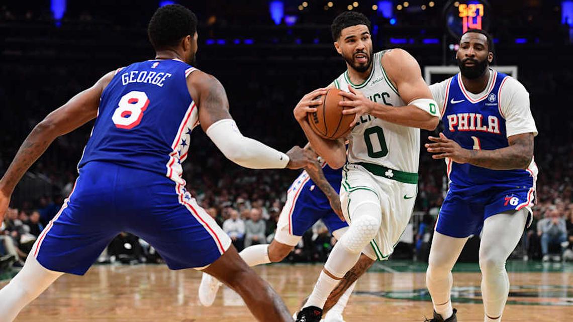  Jayson Tatum and the Celtics dominated the 76ers on Sunday | Bob DeChiara-Imagn Images 