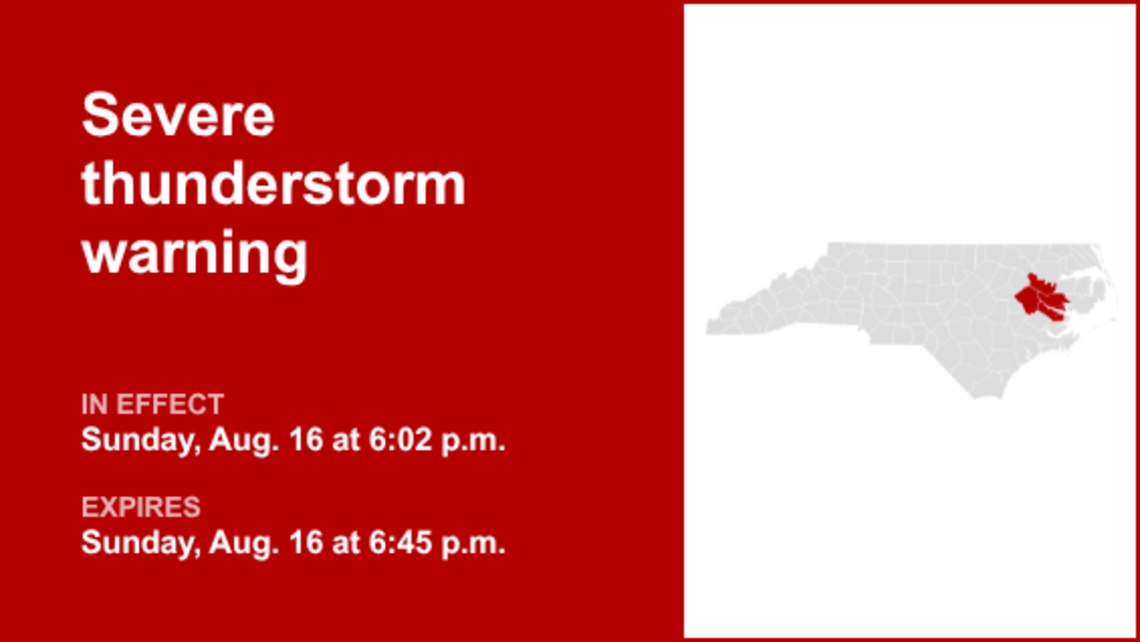 UPDATE: Severe thunderstorm warning in place for Pitt County Sunday evening 