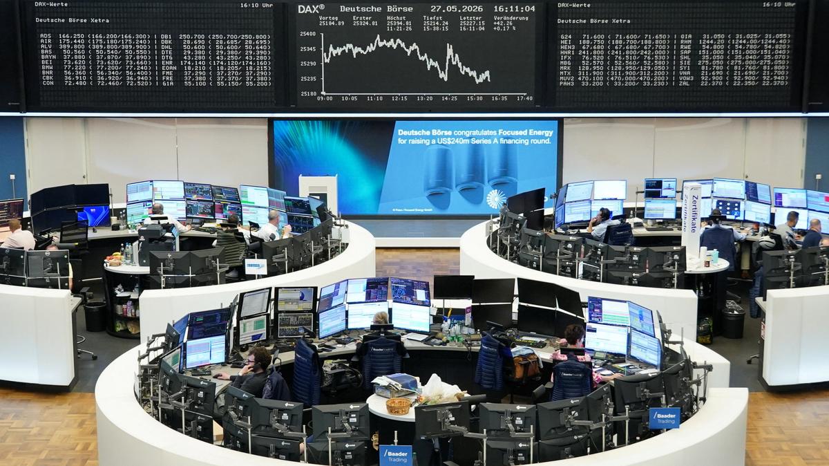 The German share price index DAX graph is pictured at the stock exchange in Frankfurt, Germany, May 27, 2026.     REUTERS/staff