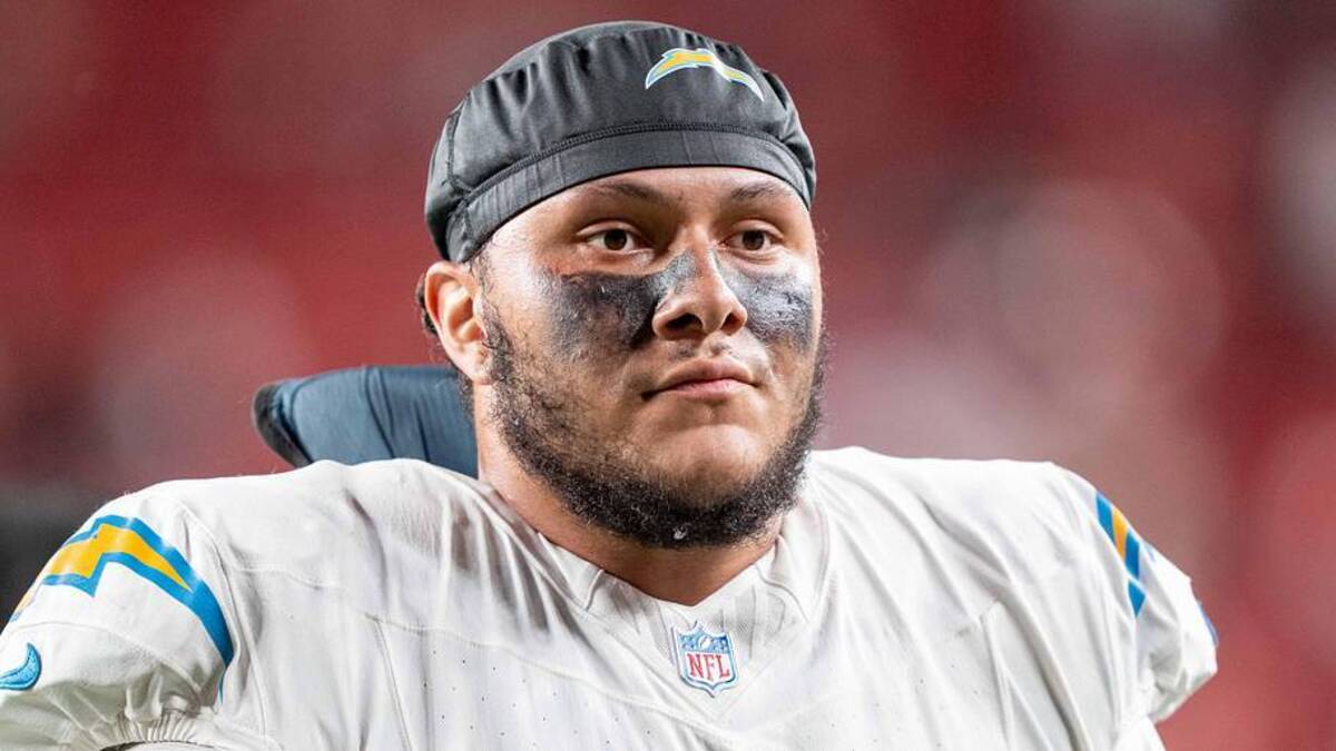  August 23, 2025; Santa Clara, California, USA; Los Angeles Chargers guard Branson Taylor (71) after the game against the San Francisco 49ers at Levi's Stadium. Mandatory Credit: Kyle Terada-Imagn Images | Kyle Terada-Imagn Images 