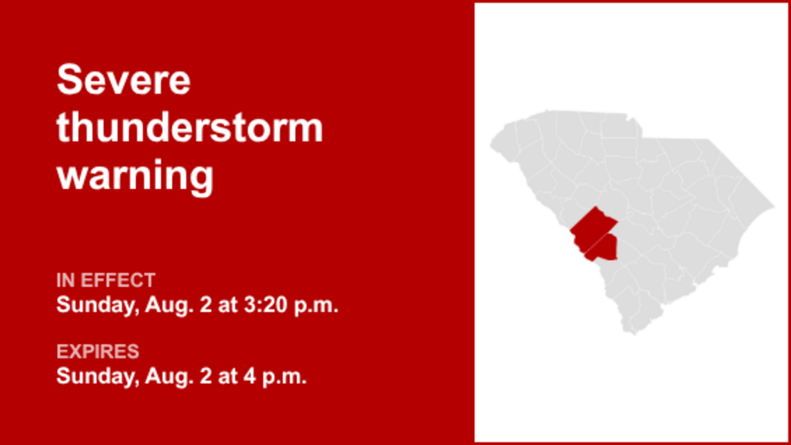UPDATE: Thunderstorms with damaging winds in Aiken and Barnwell counties Sunday 