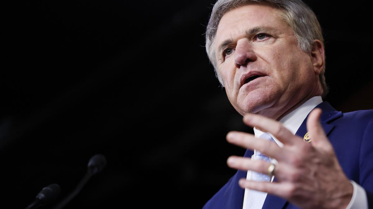 Rep. Michael McCaul, R-Texas, speaks during a news conference at the U.S. Capitol on Jan. 29, 2024, in Washington, D.C. (Anna Moneymaker/Getty Images/TNS)