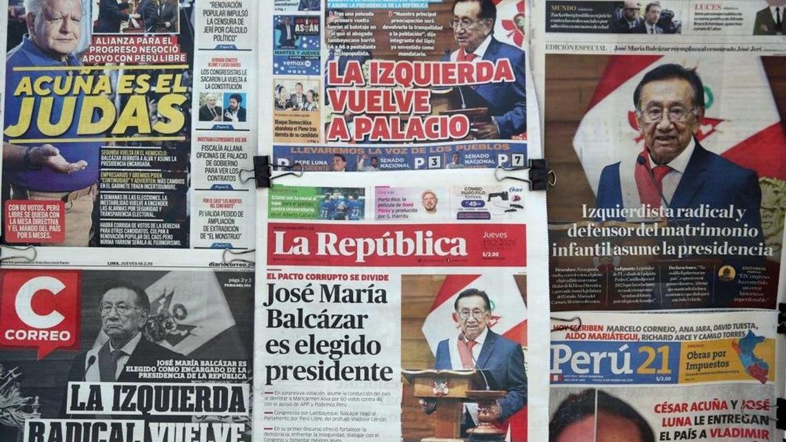 Peru's interim president continues on trial one day after taking office