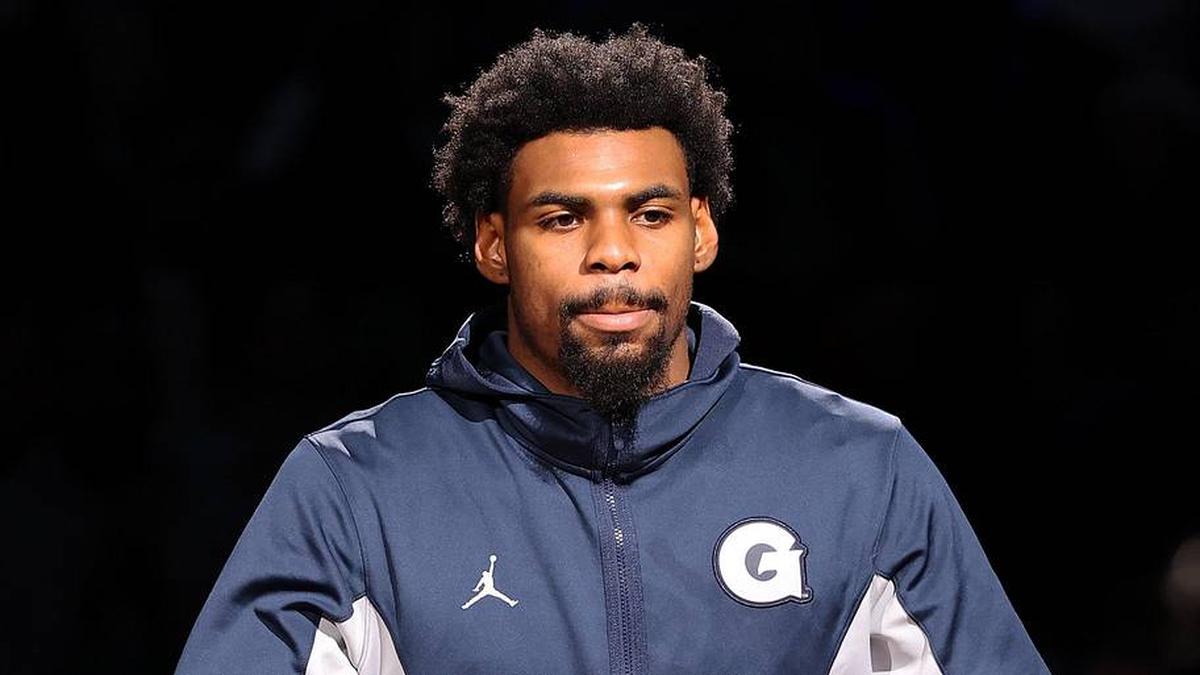  Jan 10, 2026; Washington, District of Columbia, USA; Georgetown Hoyas guard KJ Lewis (5) is introduced before a game against the Seton Hall Pirates at Capital One Arena. Mandatory Credit: Daniel Kucin Jr.-Imagn Images | Daniel Kucin Jr.-Imagn Images 