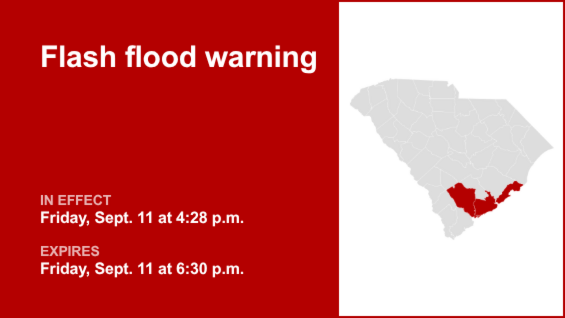 UPDATE: The current flash flood warning will be expiring at 6:30 p.m.