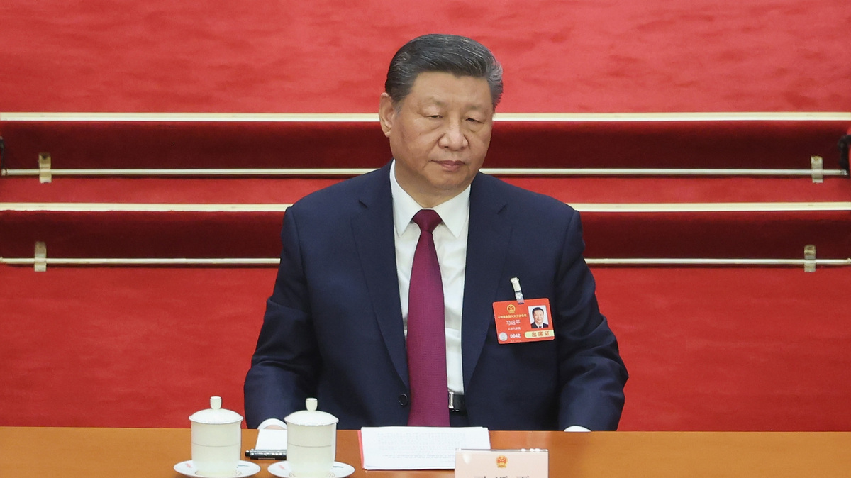 Chinese President Xi Jinping attends the closing of the Third Session of the 14th National People's Congress at the Great Hall of the People on March 11, 2025, in Beijing. (Lintao Zhang/Getty Images/TNS)