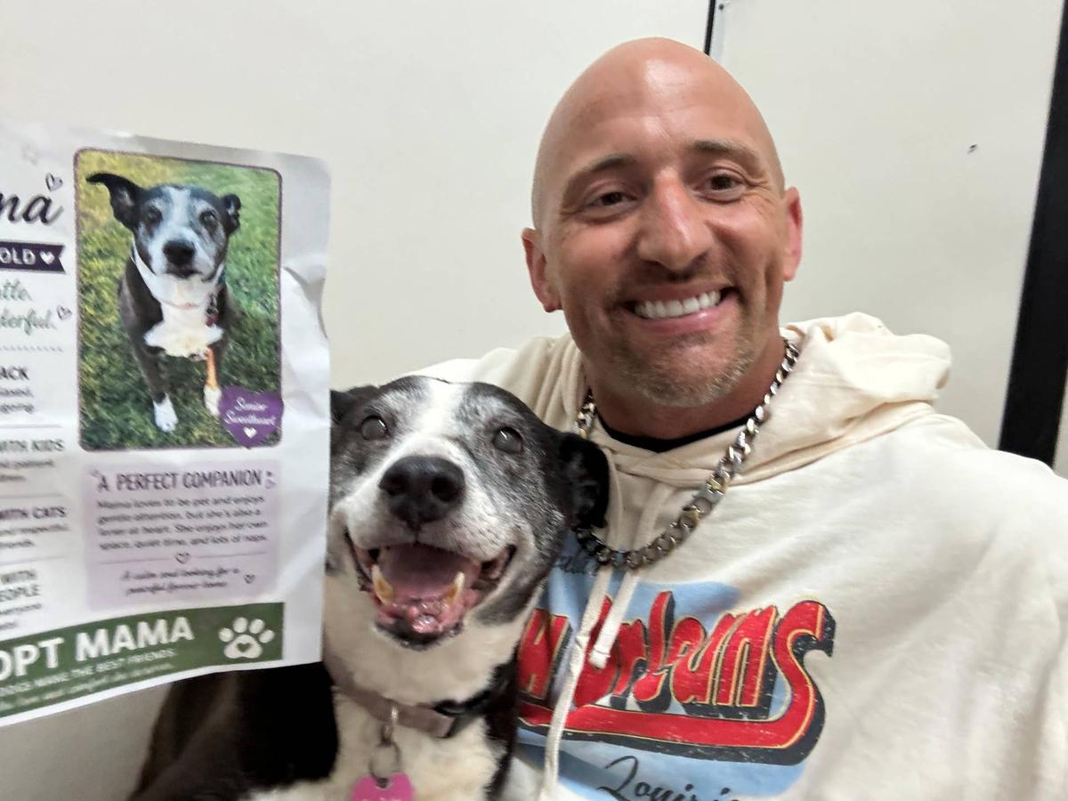  Kris Rotonda from Jordan's Way and Mama, 15-year-old shelter dog.