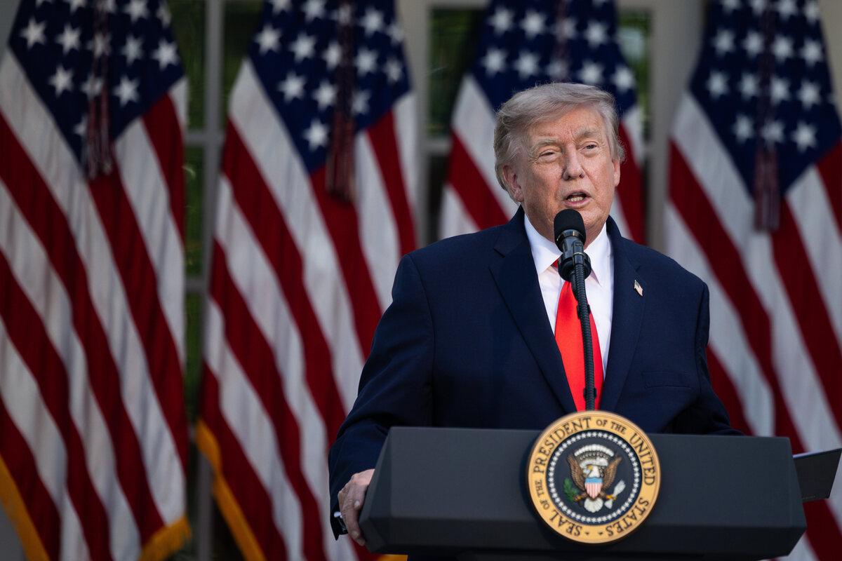  President Donald Trump speaks during a Rose Garden Club dinner at the White House on June 25, 2026, in Washington. 