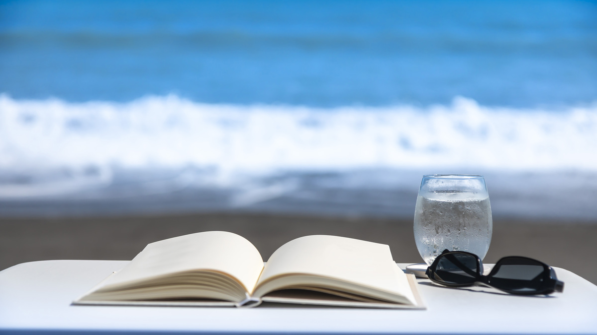 impression of read a book at a seaside resort.