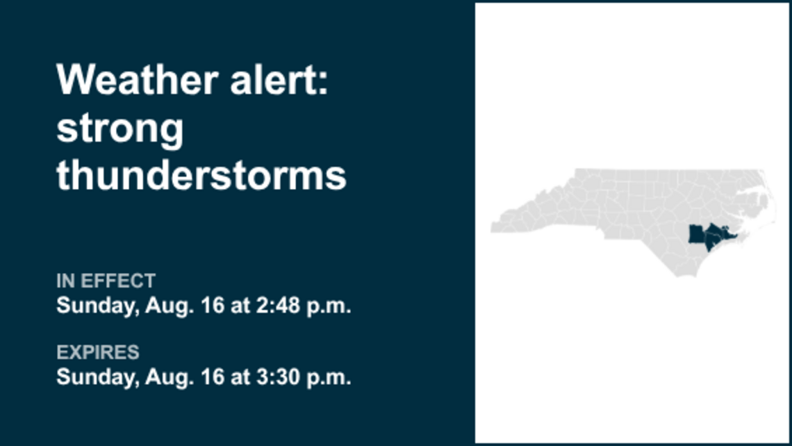 UPDATE: Be prepared for strong thunderstorms in Eastern North Carolina early Sunday evening 