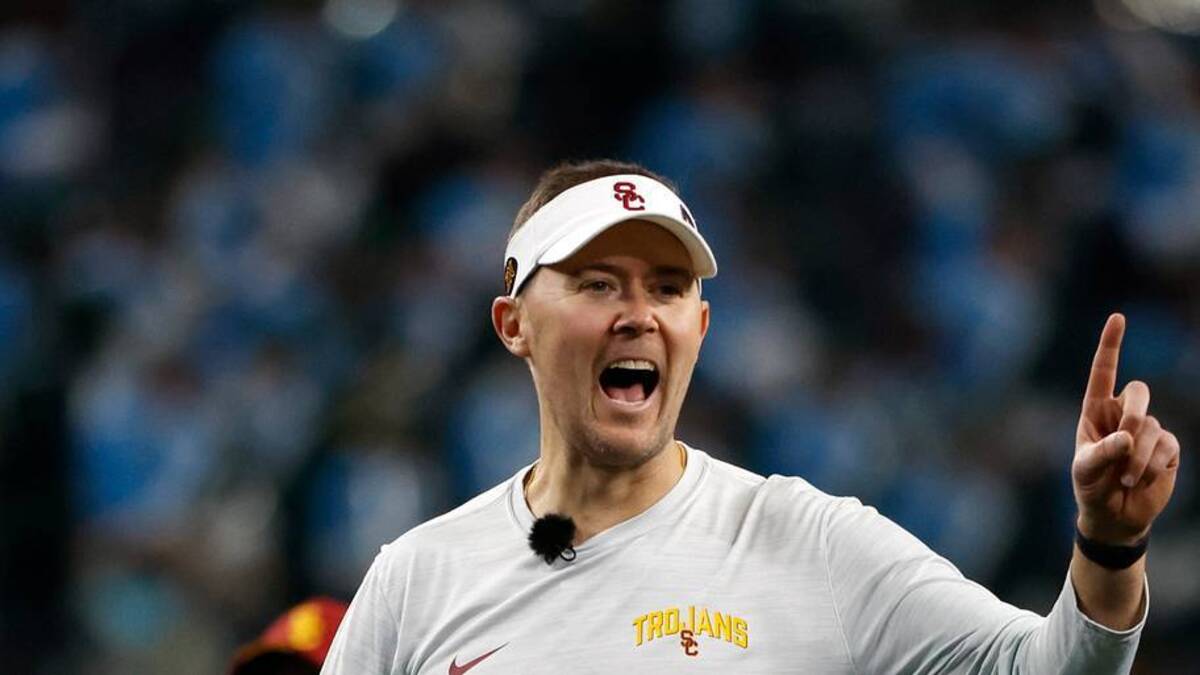  Jan 2, 2023; Arlington, Texas, USA; USC Trojans head coach Lincoln Riley on the field before the game against the Tulane Green Wave in the 2023 Cotton Bowl at AT&T Stadium. Mandatory Credit: Tim Heitman-USA TODAY Sports | USA TODAY Sports 