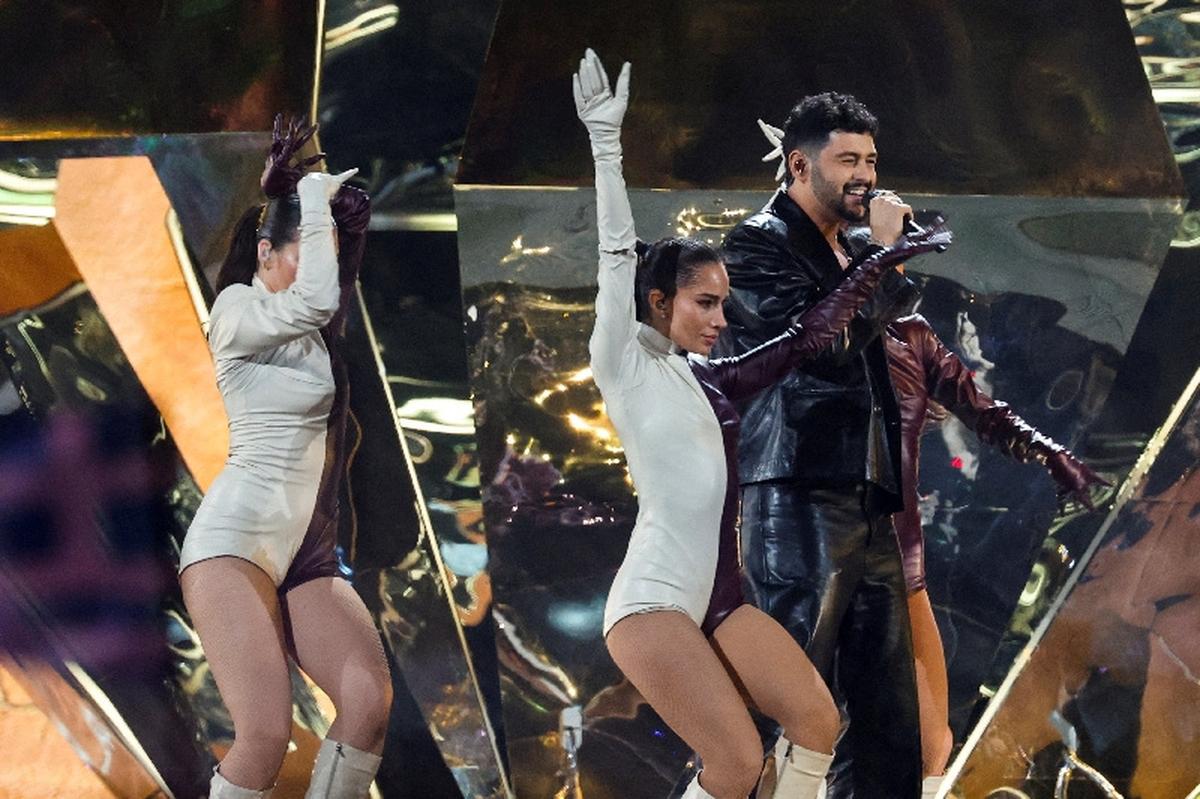FILE PHOTO: Noam Bettan, representing Israel, performs "Michelle" during the first semi-final of the 2026 Eurovision Song Contest, in Vienna, Austria, May 12, 2026. REUTERS/Lisa Leutner/File Photo