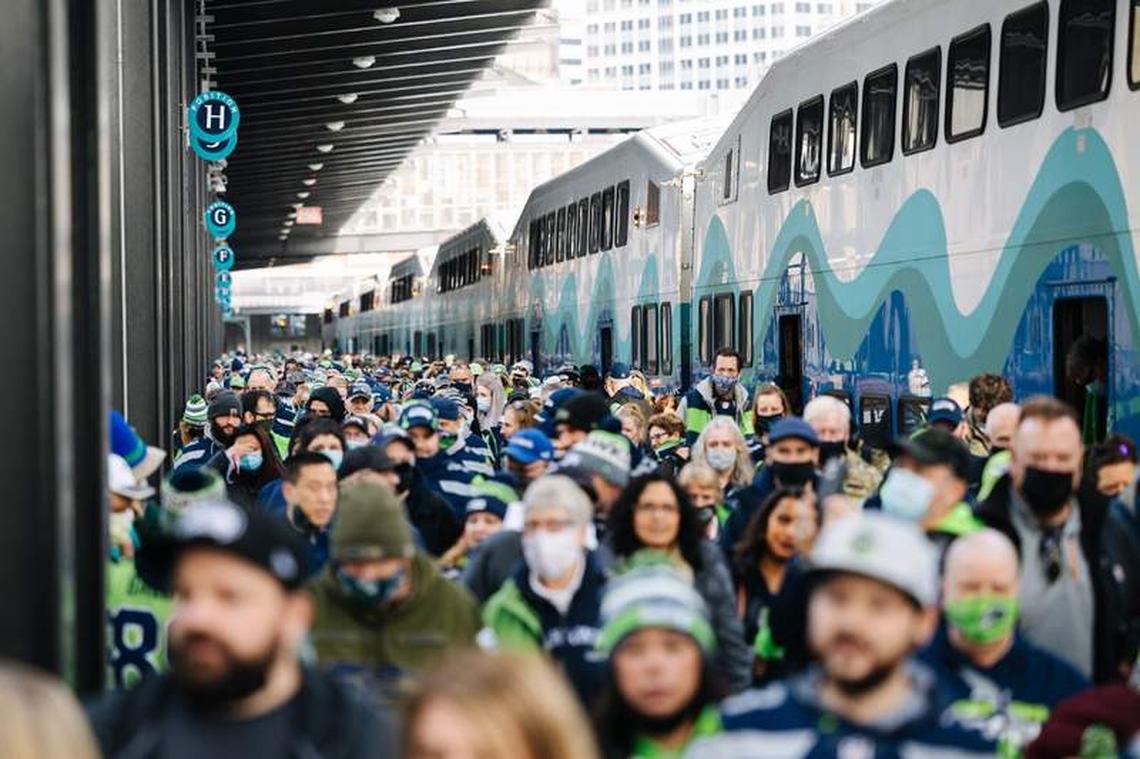  Savvy sports fans take the Sounder for sporting events at Lumen Field. Photo credit: Sound Transit 