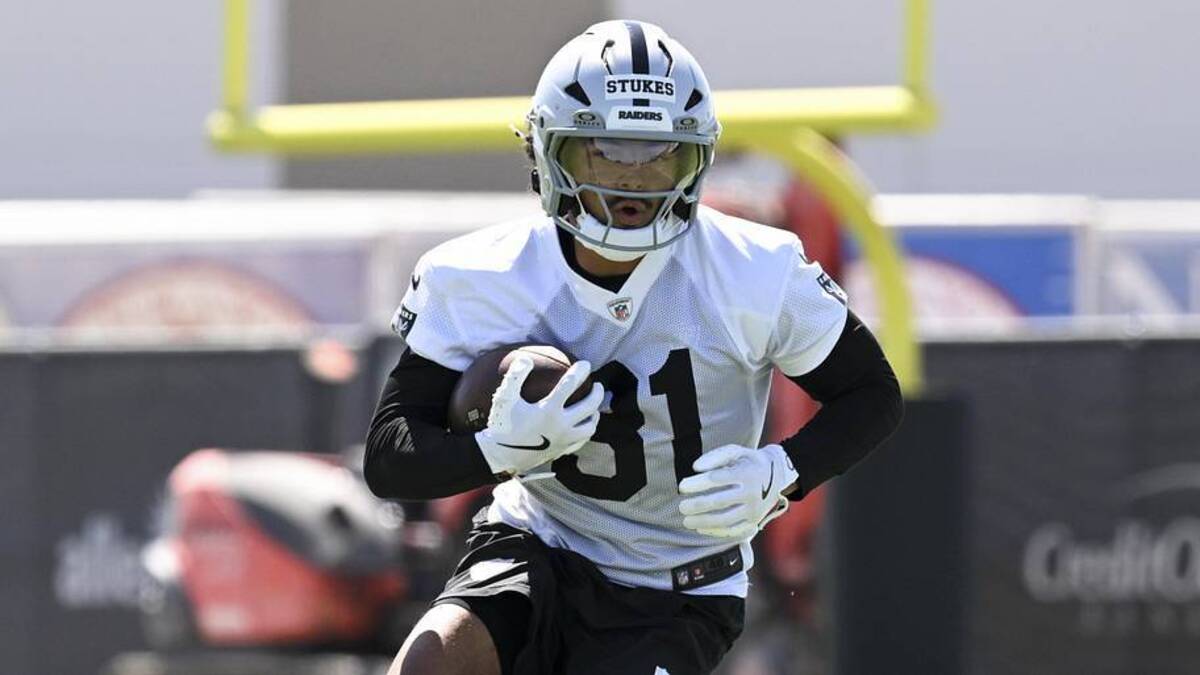  May 20, 2026; Henderson, NV, USA; Las Vegas Raiders safety Treydan Stukes (31) practices during organized team activities at Intermountain Health Performance Center. Mandatory Credit: Candice Ward-Imagn Images | Candice Ward-Imagn Images 