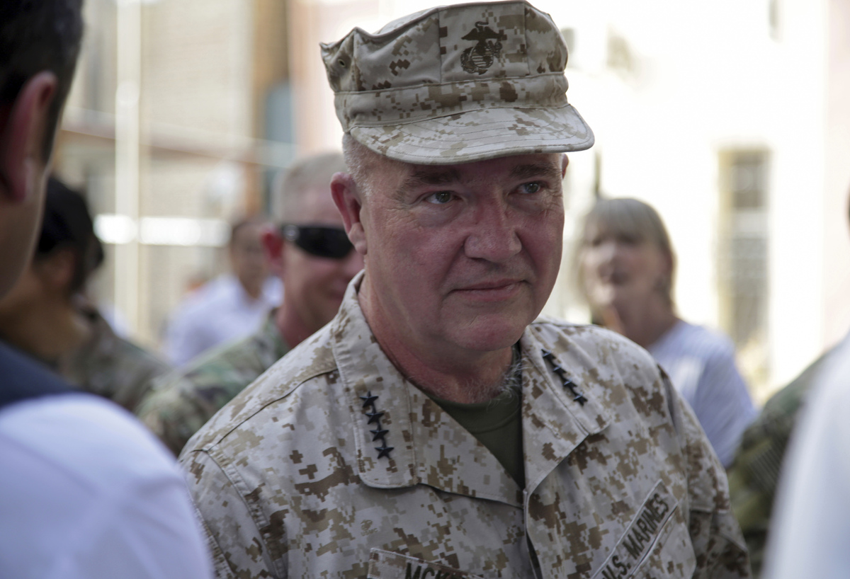  Then-General Frank McKenzie, the head of U.S. Central Command, is seen at Resolute Support headquarters in Kabul, Afghanistan, on July 12, 2021. (AP Photo/Ahmad Seir, File) 