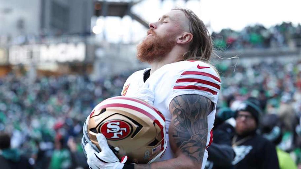  Jan 11, 2026; Philadelphia, PA, USA; San Francisco 49ers tight end George Kittle before action against the Philadelphia Eagles in an NFC Wild Card Round game at Lincoln Financial Field. Mandatory Credit: Bill Streicher-Imagn Images | Bill Streicher-Imagn Images 