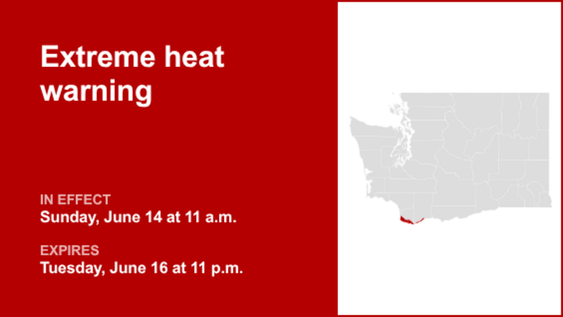 UPDATE: Extreme heat warning for Southwest Washington until early Tuesday 
