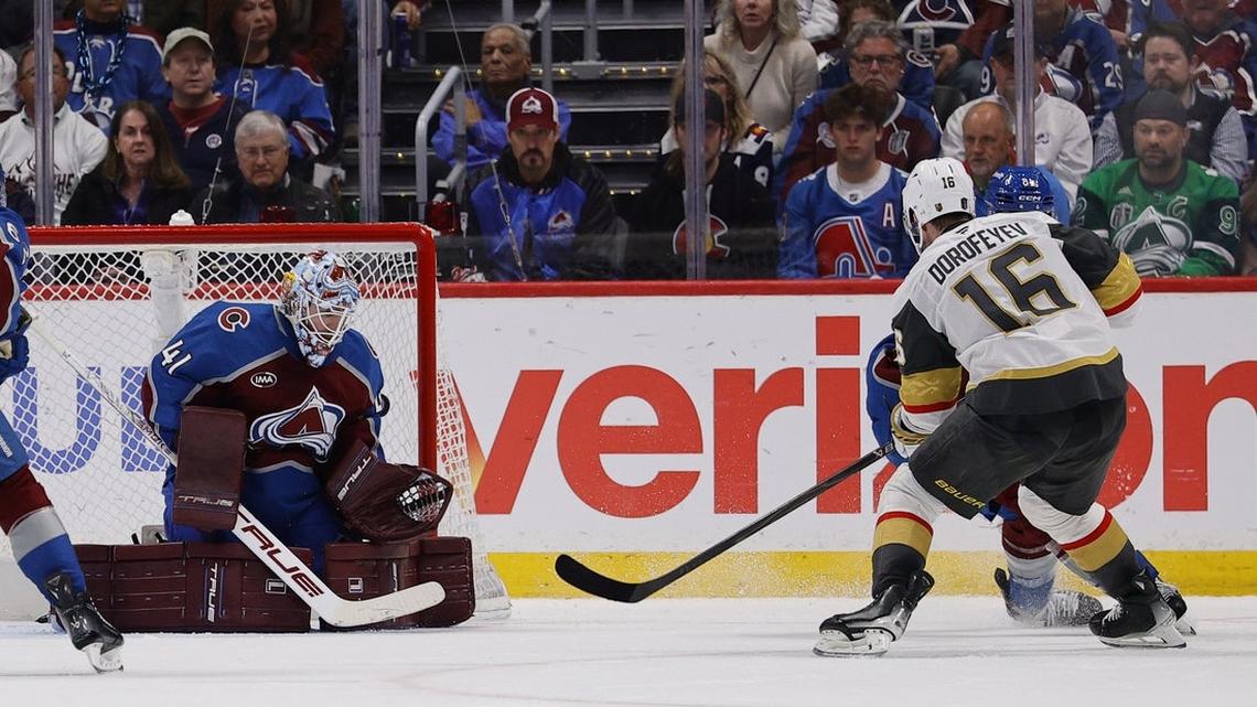 Second-period surge leads Knights past Avalanche in West finals opener 