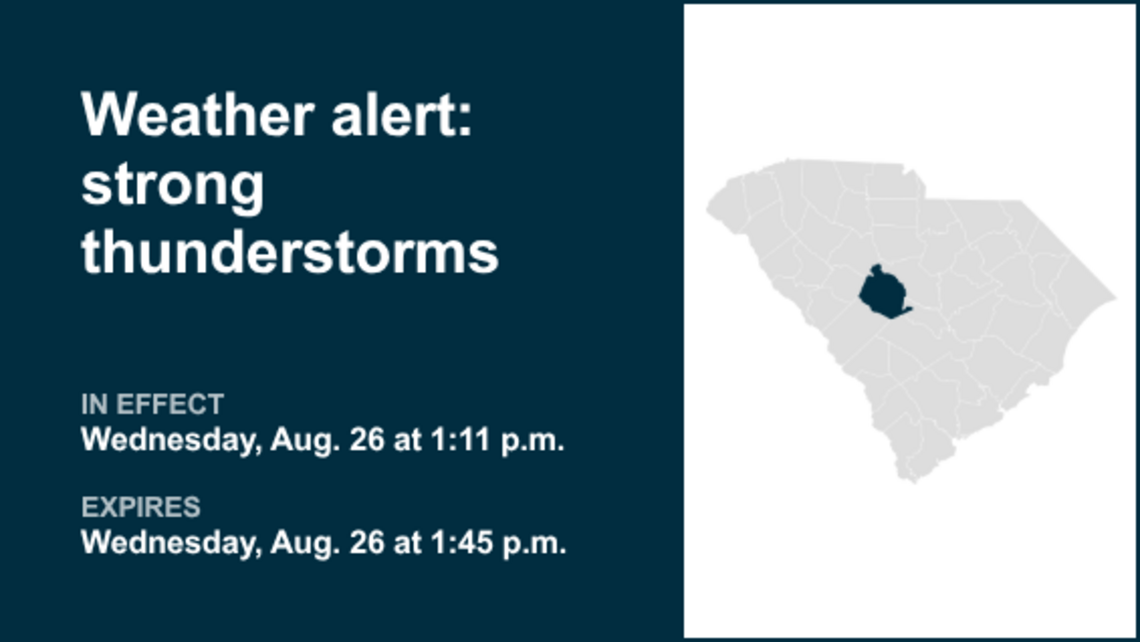 Weather alert affecting Lexington County Wednesday afternoon - gusts to hit 50 mph 