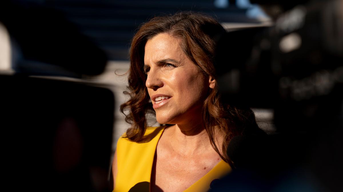 Rep. Nancy Mace, R-S.C., speaks to reporters Thursday, Oct. 21, 2021, at the Capitol in Washington. (AP Photo/Andrew Harnik)