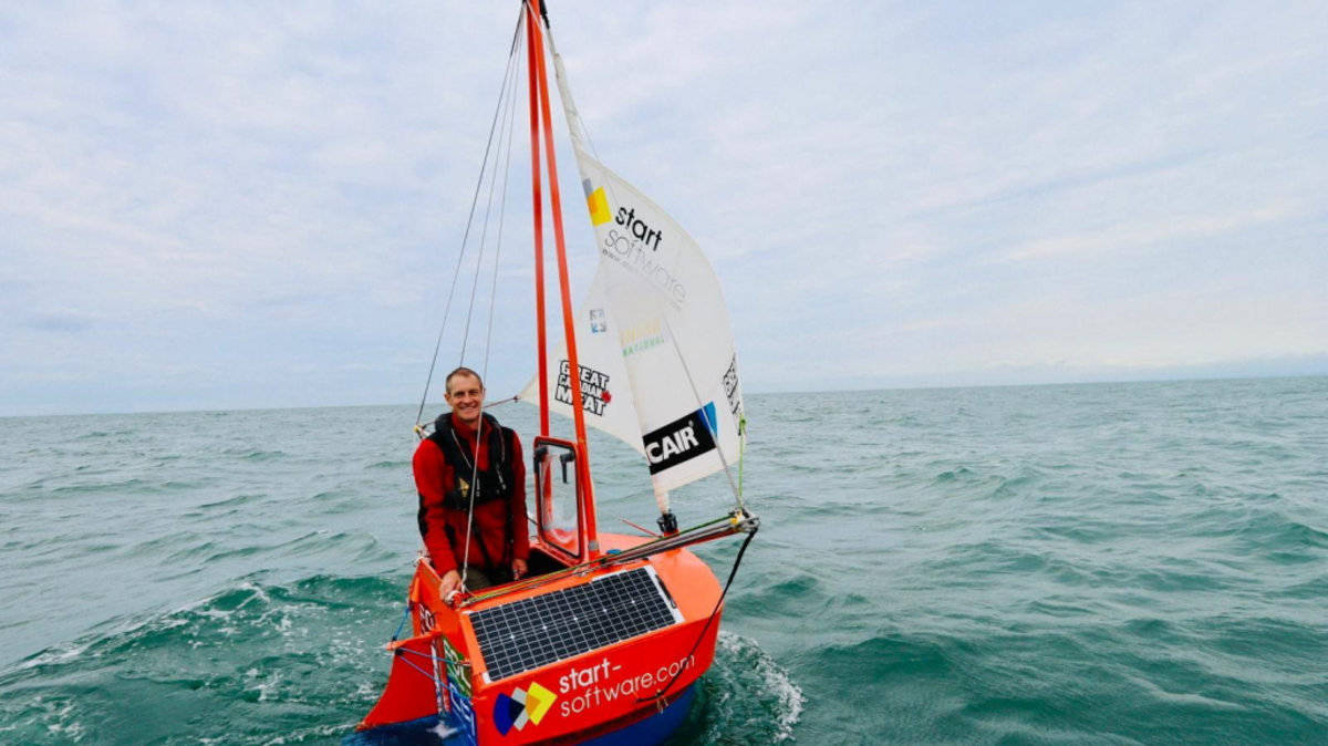 Andrew Bedwell is sailing from Newfoundland on the coast of Canada. (Paul Larkin via SWNS). 
