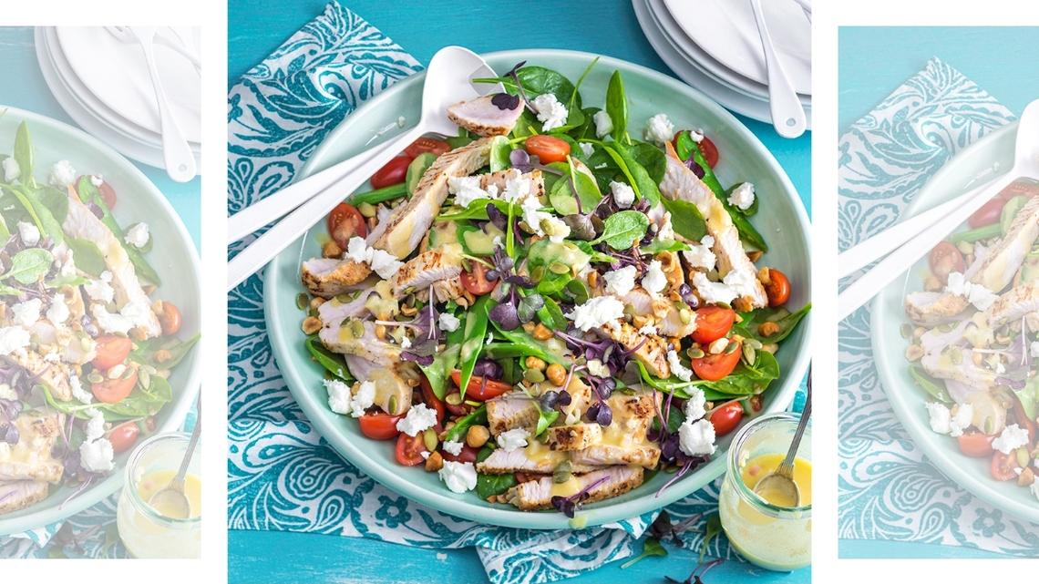Short-Cut Chicken, Spinach and Goat Cheese Salad Recipe Is A Weeknight Supper Sensation