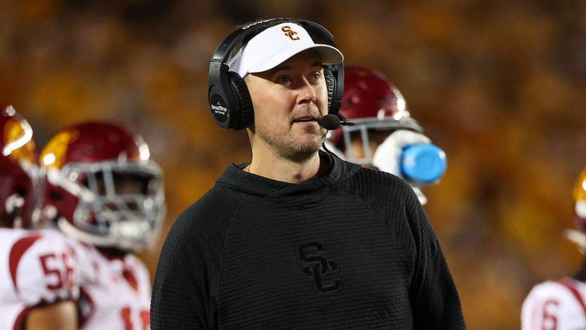  Oct 5, 2024; Minneapolis, Minnesota, USA; USC Trojans head coach Lincoln Riley looks on during the second half against the Minnesota Golden Gophers at Huntington Bank Stadium. Mandatory Credit: Matt Krohn-Imagn Images | USA TODAY Sports via Reuters Connect 