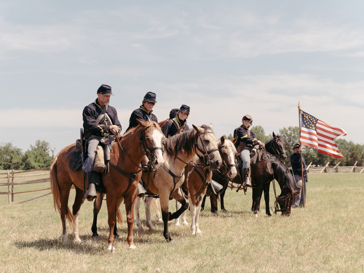 Civil War reenactors on horseback give a demonstration in Gettysburg, Pa., during celebrations of the 250th anniversary of the United States, July 4, 2026. America celebrates the 250th anniversary of its independence today, with people from one end of the country to the other marking the milestone with fireworks, parades and concerts. (Caroline Gutman/The New York Times)