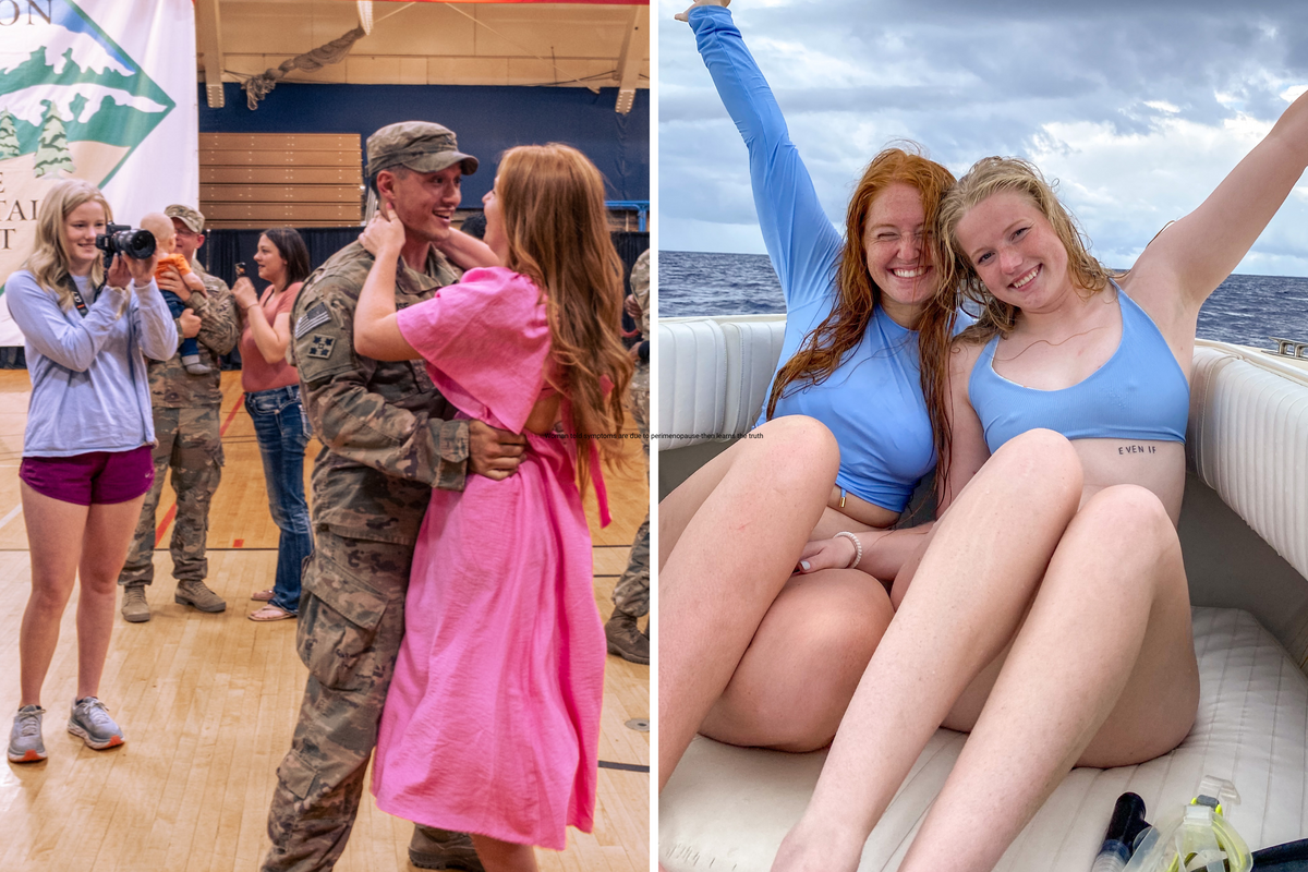  Barron capturing the moment Courtney’s husband comes back from Iraq. The pair on a shark diving trip in Hawaii. 