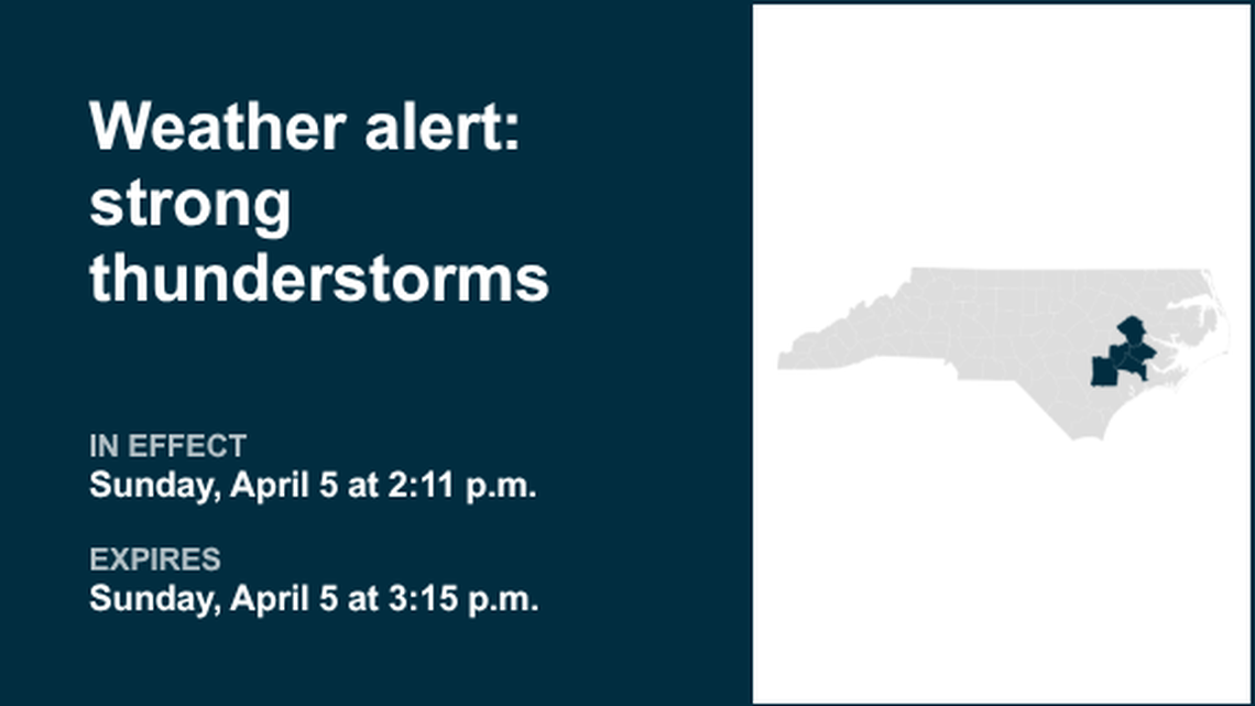 UPDATE: Prepare for strong thunderstorms in Eastern North Carolina early Sunday evening 