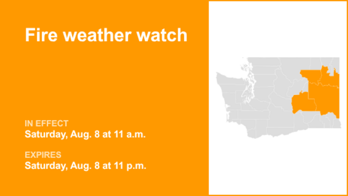 Fire weather watch for Eastern Washington for Saturday - high fire danger 