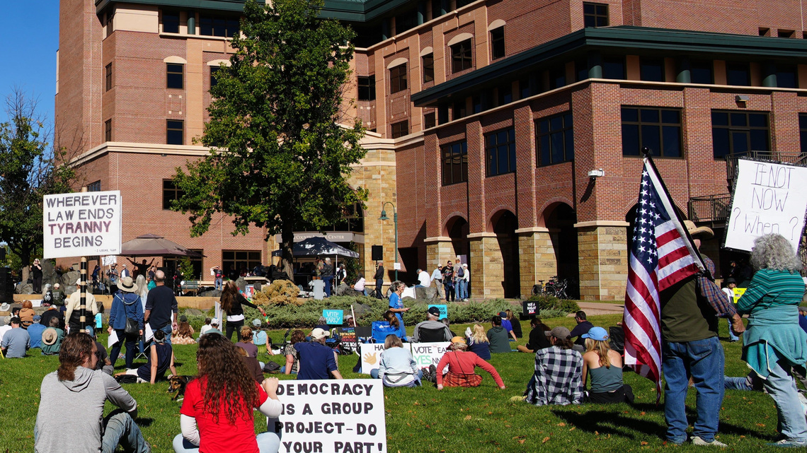 Fort Collins 'No King: Vote Early' event fills Civic Center Park