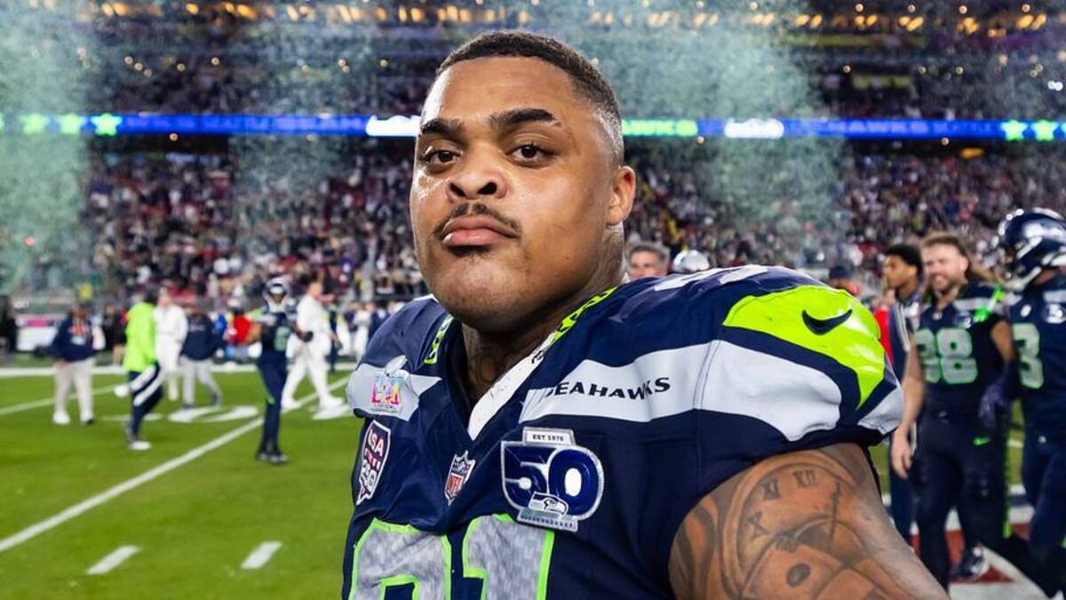  Feb 8, 2026; Santa Clara, CA, USA; Seattle Seahawks defensive tackle Byron Murphy II (91) celebrates after defeating the New England Patriots in Super Bowl LX at Levi's Stadium. Mandatory Credit: Mark J. Rebilas-Imagn Images | IMAGN IMAGES via Reuters Connect 