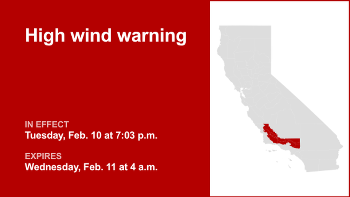 UPDATE: High wind warning for Los Angeles County early Wednesday morning 