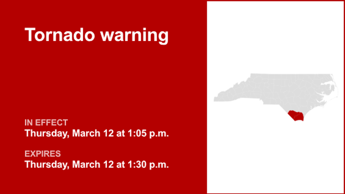 Tornado warning for Brunswick and Columbus counties Thursday afternoon 