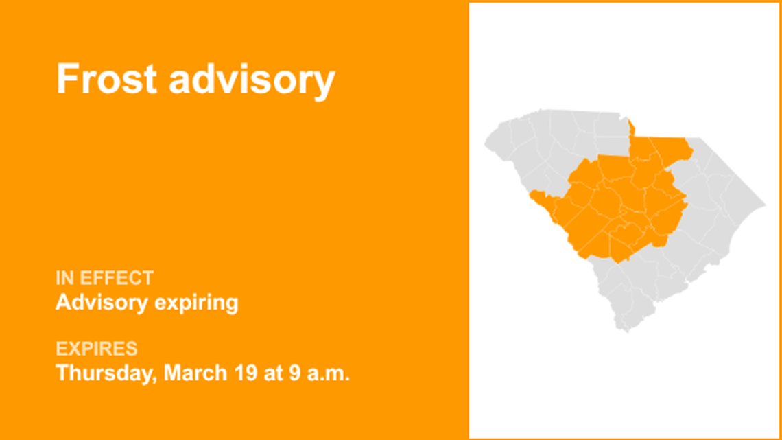 The current frost advisory for Midlands will expire at 9 a.m., says the NWS 