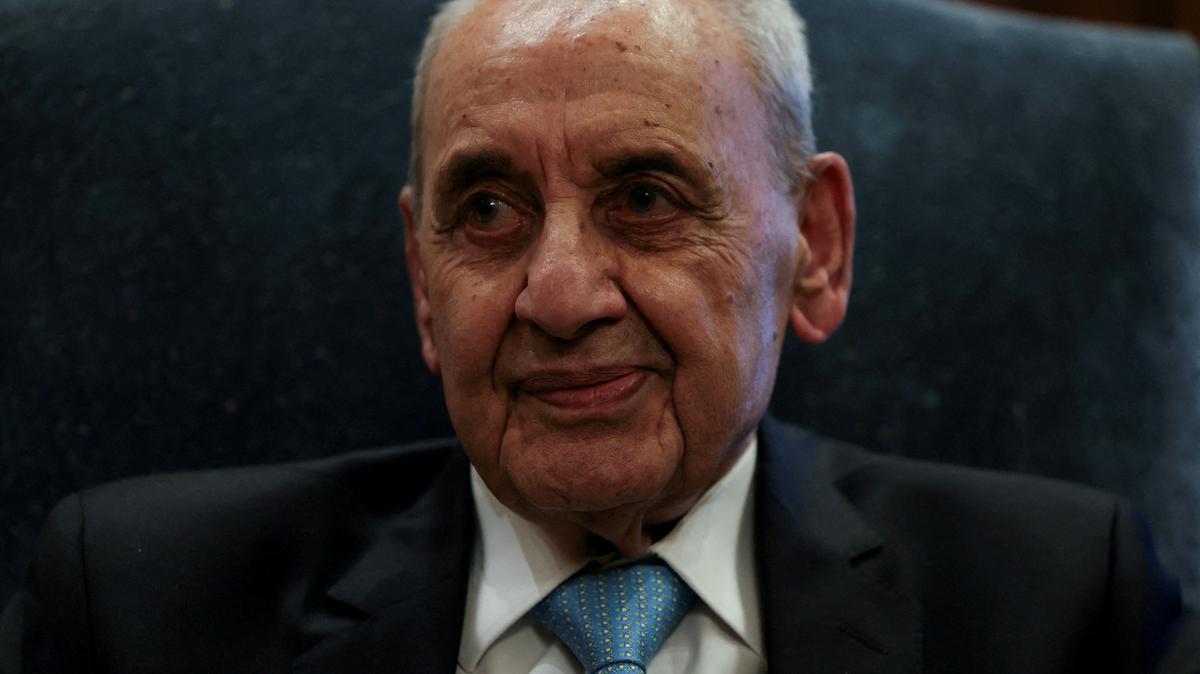 FILE PHOTO: Lebanese Parliament Speaker Nabih Berri meets with Italian Prime Minister Giorgia Meloni (not seen) in Beirut, Lebanon October 18, 2024. REUTERS/Mohamed Abd El Ghany/File Photo