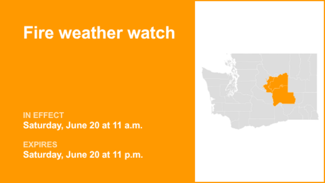 UPDATE: Fire weather watch for Eastern Washington for Saturday, says the NWS 